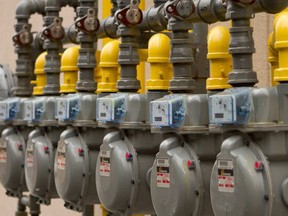 Natural gas meters are seen behind a commercial establishment on Lansdowne Street West on Monday November 13, 2017 in Peterborough, Ont.