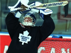 Then Maple Leafs goalie Glenn Healy in 1999.