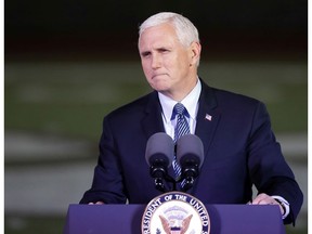 In this Nov. 8, 2017 file photo, Vice President Mike Pence speaks in Floresville, Texas.