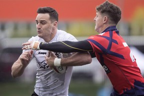 Captain Craig Hall (left) was granted an early release by the Toronto Wolfpack for family reasons. (THE CANADIAN PRESS)