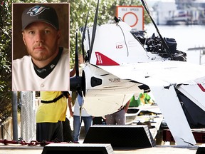 The remains of an ICON A5 ultralight airplane are moved from a boat ramp in the Gulf Harbors neighborhood of New Port Richey, Fla., on Wednesday, Nov. 8, 2017.  The private plane, which belonged to Roy Halladay had just been removed from the shallow waters off Ben Pilot Point in New Port Richey where it crashed Tuesday, killing the 40-year-old former Toronto Blue Jays and Philadelphia Phillies pitcher.   (Douglas R. Clifford/Tampa Bay Times via AP)