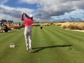 Tiger Woods tries to drive the 7th green during the pro-am for the Hero World Challenge at Albany Golf Club in Nassau, Bahamas on Wednesday, Nov. 29, 2017. Woods is playing for the first time since back surgery in April. (AP Photo/Doug Ferguson)