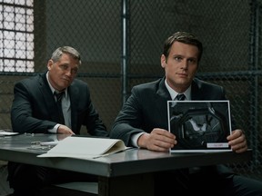 Holt McCallany and Jonathan Groff in a scene from Netflix's Mindhunter.