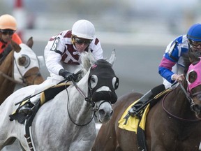 Jockey Gary Boulanger (left) celebrated his 50th birthday yesterday. (Michael Burns/Photo)