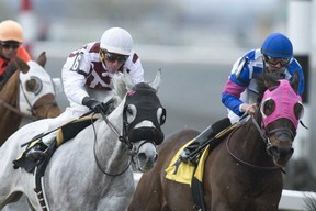 Jockey Gary Boulanger (left) celebrated his 50th birthday yesterday. (Michael Burns/Photo)