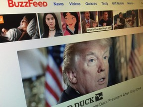 The BuzzFeed website homepage is photographed on November 29, 2017.