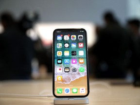 The new iPhone X is displayed at an Apple Store on Nov. 3, 2017 in Palo Alto, Calif.  (Justin Sullivan/Getty Images)