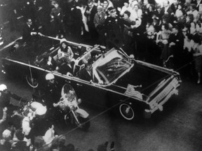 This image provided by the Warren Commission is an overhead view of President John F. Kennedy's car in Dallas motorcade on Nov. 22, 1963, and was the commission's Exhibit No. 698.