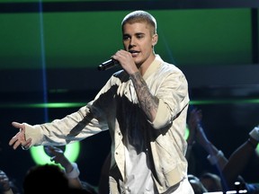 In this May 22, 2016 file photo, Justin Bieber performs at the Billboard Music Awards in Las Vegas.