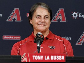 In this May 17, 2014, file photo, Tony La Russa speaks to reporters in Phoenix