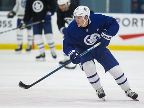 Toronto Maple Leafs' Mitch Marner during a practice at the MasterCard Centre on Nov. 21, 2017