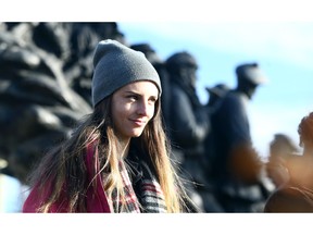 Lindsay Shepherd speaks during a rally in support of freedom of expression at Wilfrid Laurier University in Waterloo on Friday November 24, 2017. (Dave Abel/Toronto Sun)
