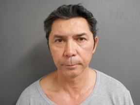 In this handout photo provided by the San Patricio County Sheriff's Office, Lou Diamond Phillips is seen in a police booking photo after his arrest on charges of DWI, driving while intoxicated, November 3, 2017 in Sinton, Texas.  The arrest occurred after Phillips asked a Portland Police Department officer for directions and the officer suspected he was intoxicated.  (Photo by San Patricio County Sheriff's Office via Getty Images)