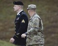 Army Sgt. Bowe Bergdahl arrives at the Fort Bragg courtroom facility for a sentencing hearing on Tuesday, Oct. 31, 2017, on Fort Bragg, N.C.