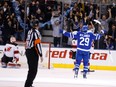 William Nylander of the Toronto Maple Leafs scores the OT goal against the New Jersey Devils on Nov. 16, 2017