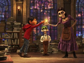 This image released by Disney-Pixar shows a scene from the animated film, "Coco." (Disney*Pixar via AP)