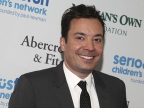 FILE - In this May 23, 2017 file photo, Jimmy Fallon attends the SeriousFun Children's Network Gala at Pier Sixty in New York. A spokeswoman for Fallon said Gloria Fallon, mother of "Tonight Show" host Jimmy Fallon, died Saturday, Nov. 4, 2017, at a New York City hospital with her son and other family by her side. She was 68 years old. (Photo by Andy Kropa/Invision/AP, File)