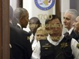 Former President Barack Obama arrives for jury duty in the Daley Center on Wednesday, Nov. 8, 2017, in Chicago.