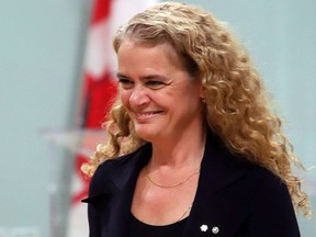 Gov.-Gen. Julie Payette takes part in her first official ceremony as she presents Awards in Commemoration of the Persons Case, at Rideau Hall, the official residence of the Governor General of Canada, in Ottawa on Oct. 19, 2017. THE CANADIAN PRESS/Fred Chartrand