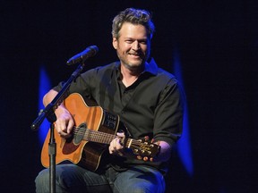This June 7, 2016 file photo shows Blake Shelton performing at the 12th Annual Stars for Second Harvest Benefit at Ryman Auditorium in Nashville, Tenn.