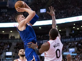 New York Knicks forward Kristaps Porzingis against the Toronto Raptors on Nov. 17, 2017