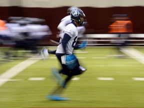 Toronto Argonauts' DeVier Posey during practice in Ottawa on Nov. 22, 2017