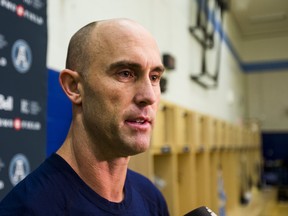 Argonauts quarterback Ricky Ray talks to the media at practice on Tuesday.  (Stampeders. Ernest Doroszuk/Toronto Sun)