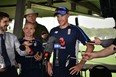 England cricket captain Joe Root speaks to the media after a training session in Townsville, Australia yesterday. He says despite their fearsome attack, England has no fear of the Aussies and invites them to “bring it on.” (Getty Images)