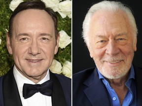 This combination photo shows Kevin Spacey at the Tony Awards in New York on June 11, 2017, left, and Christopher Plummer during a portrait session in Beverly Hills, Calif. on July 25, 2013. Spacey is getting cut out of Ridley Scott’s finished film “All the Money in the World” and replaced by Christopher Plummer just over one month before it’s supposed to hit theaters. People close to the production who were not authorized to speak publicly say Plummer is commencing reshoots immediately in the role of J. Paul Getty. (AP Photo)