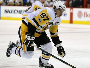 Pittsburgh Penguins centre Sidney Crosby chases the puck in Winnipeg on Oct. 29, 2017