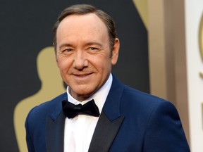 This file photo taken on March 02, 2014 shows actor Kevin Spacey arriving on the red carpet for the 86th Academy Awards in Hollywood.
