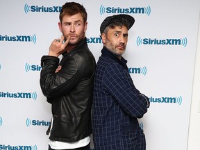 Chris Hemsworth and director Taika Waititi pose for photos on Oct. 30, 2017 in New York City. (Astrid Stawiarz/Getty Images for SiriusXM)