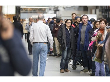 Hundreds lined up as early as yesterday afternoon for the opportunity to buy Apple's new iPhoneX at the Eaton Centre,  on Friday November 3, 2017.