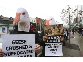 PETA held a demonstration today outside  Canada Goose retailer Due West on Queen St. W. at Spadina Ave., on Saturday November 18, 2017.
