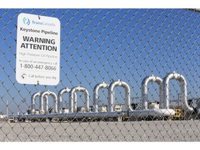 In this Nov. 3, 2015 file photo, the Keystone Steele City pumping station, into which the planned Keystone XL pipeline is to connect to, is seen in Steele City, Neb. THE CANADIAN PRESS/AP/Nati Harnik