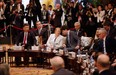 From left to righ: China's President Xi Jinping, Chile's President Michelle Bachelet, Prime Minister Justin Trudeau, Brunei's Sultan Hassanal Bolkiah and Australia's Prime Minister Malcolm Turnbull attend the APEC-ASEAN dialogue on the sidelines of the Asia-Pacific Economic Cooperation (APEC) leaders' summit in the central Vietnamese city of Danang on November 10, 2017.  (JORGE SILVA/AFP/Getty Images)