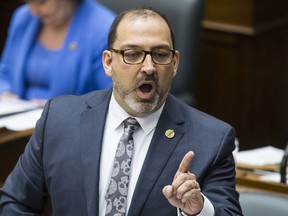Minister of Energy, Glenn Thibeault,  answers questions about hydro plan at Queen's Park in Toronto on Thursday, May 11, 2017.