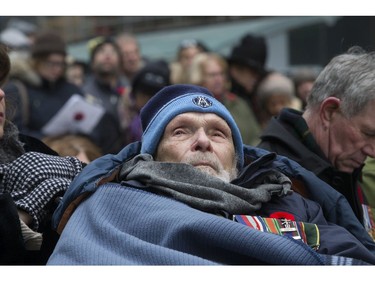 96 year old Harry Neill, served in Britain in '39, and landed in Dieppe during the Allied Invasion.  He would continue on through France, Belgiam, and Holland. Harry was amongst  a thousand people who braved frigid weather to attend the Remembrance Day Service at the Old City Hall Cenotaph in downtown Toronto on Saturday November 11, 2017. Stan Behal/Toronto Sun/Postmedia Network
Stan Behal, Stan Behal/Toronto Sun