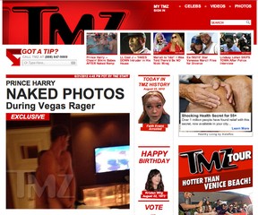 Prince Harry is pictured naked in his Las Vegas hotel room in this image shown on the TMZ.com website.