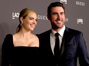Model/actress Kate Upton (L) and MLB player Justin Verlander attend the 2016 LACMA Art + Film Gala honoring Robert Irwin and Kathryn Bigelow presented by Gucci at LACMA on October 29, 2016 in Los Angeles, California. (Photo by Frazer Harrison/Getty Images for LACMA)