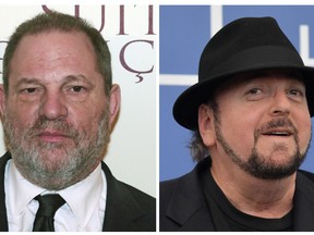 These two file photos show producer Harvey Weinstein (left) and director James Toback.