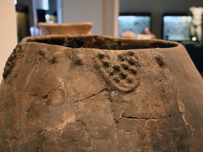 A jar from an archaeological site in Georgia, where researchers found the earliest evidence of winemaking in the world, is shown in this undated handout photo. Archeologists believe these jars were buried in the ground during the fermentation process -- a practice still done in Georgia today. THE CANADIAN PRESS/HO -Stephen Batiuk