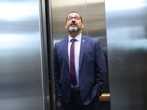 Minister of Energy and Sudbury MPP Glenn Thibeault arrives at court in Sudbury on September 19, 2017 for an Election Act bribery trial. John Lappa/Sudbury Star/Postmedia Network