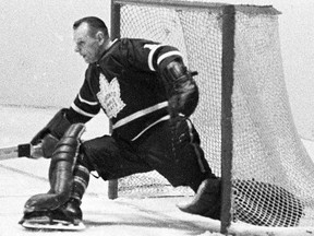 Johnny Bower is pictured playing in 1966.