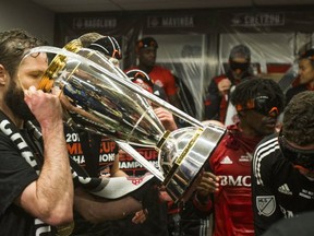 Toronto FC celebrate their MLS Cup win  on Saturday.