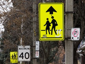 School crossing on Logan Ave., south of Danforth Ave.