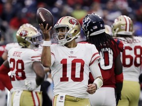 San Francisco 49ers quarterback Jimmy Garoppolo has yet to lose a game he has started. (AP PHOTO)
