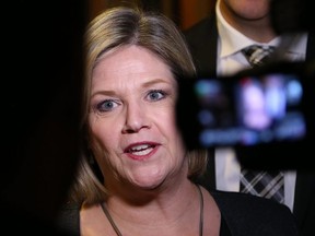 Ontario NDP Leader Andrea Horwath speaks to media in Sudbury on December 5, 2017. John Lappa/Sudbury Star/Postmedia Network