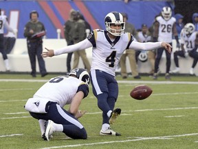 Los Angeles Rams kicker Greg Zuerlein was placed on the IR this week with a back injury. (AP PHOTO)