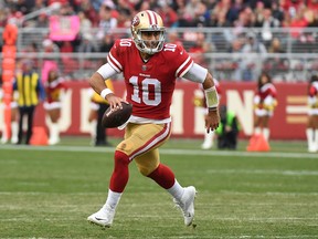 San Francisco 49ers QB Jimmy Garoppolo is undefeated as a starting QB. (GETTY IMAGES)